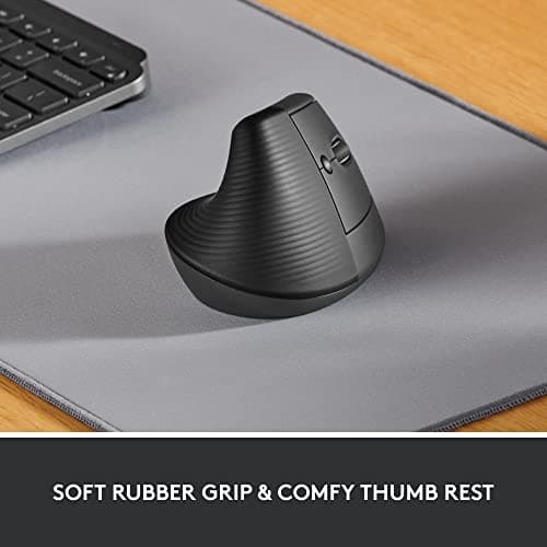 Logitech Lift Vertical Ergonomic Mouse — Bluetooth, Quiet Clicks, Small-to-Medium Hands