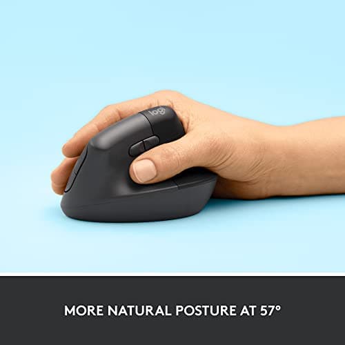 Logitech Lift Vertical Ergonomic Mouse — Bluetooth, Quiet Clicks, Small-to-Medium Hands