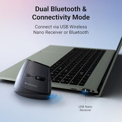 Zebronics Jaguar V Vertical Wireless Mouse — 2.4GHz, Adjustable DPI, Ergonomic Grip