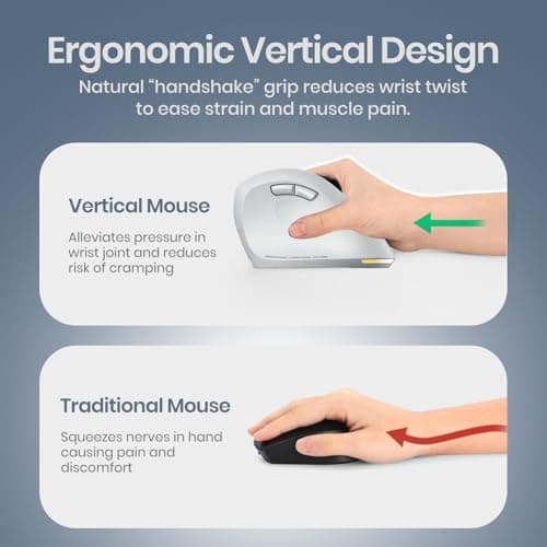 Portronics Toad Ergo 4 Vertical Wireless Bluetooth Mouse — Dual Mode, Silent Clicks