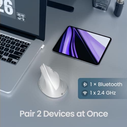 Portronics Toad Ergo 4 Vertical Wireless Bluetooth Mouse — Dual Mode, Silent Clicks
