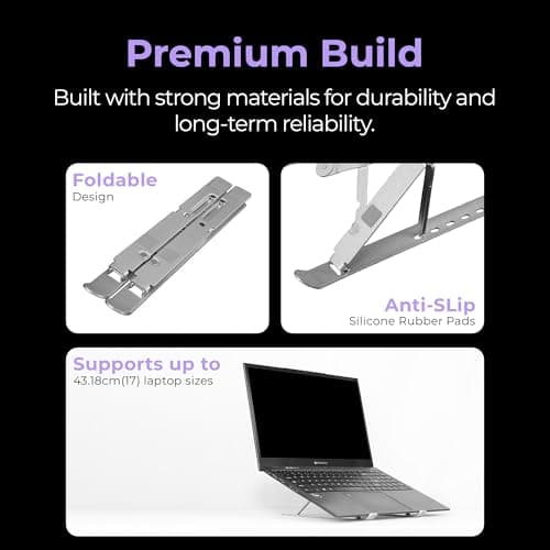 Zebronics NS2000 Plus Laptop Stand — 7-Level Height, Foldable, Up to 17-Inch, 5kg