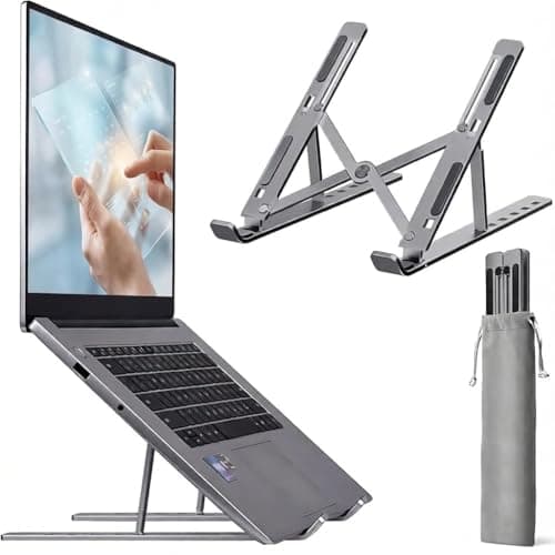 WRYER 7-Angle Adjustable Aluminum Foldable Laptop Stand — Portable Riser for MacBook