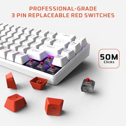 EvoFox Katana S Mini Mechanical Keyboard — Tri-Mode (3x BT, 2.4GHz, Wired), Hot-Swappable Red Switches