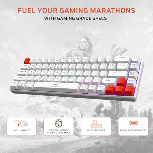 EvoFox Katana S Mini Mechanical Keyboard — Tri-Mode (3x BT, 2.4GHz, Wired), Hot-Swappable Red Switches
