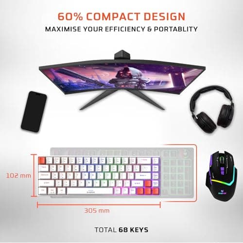 EvoFox Katana S Mini Mechanical Keyboard — Tri-Mode (3x BT, 2.4GHz, Wired), Hot-Swappable Red Switches