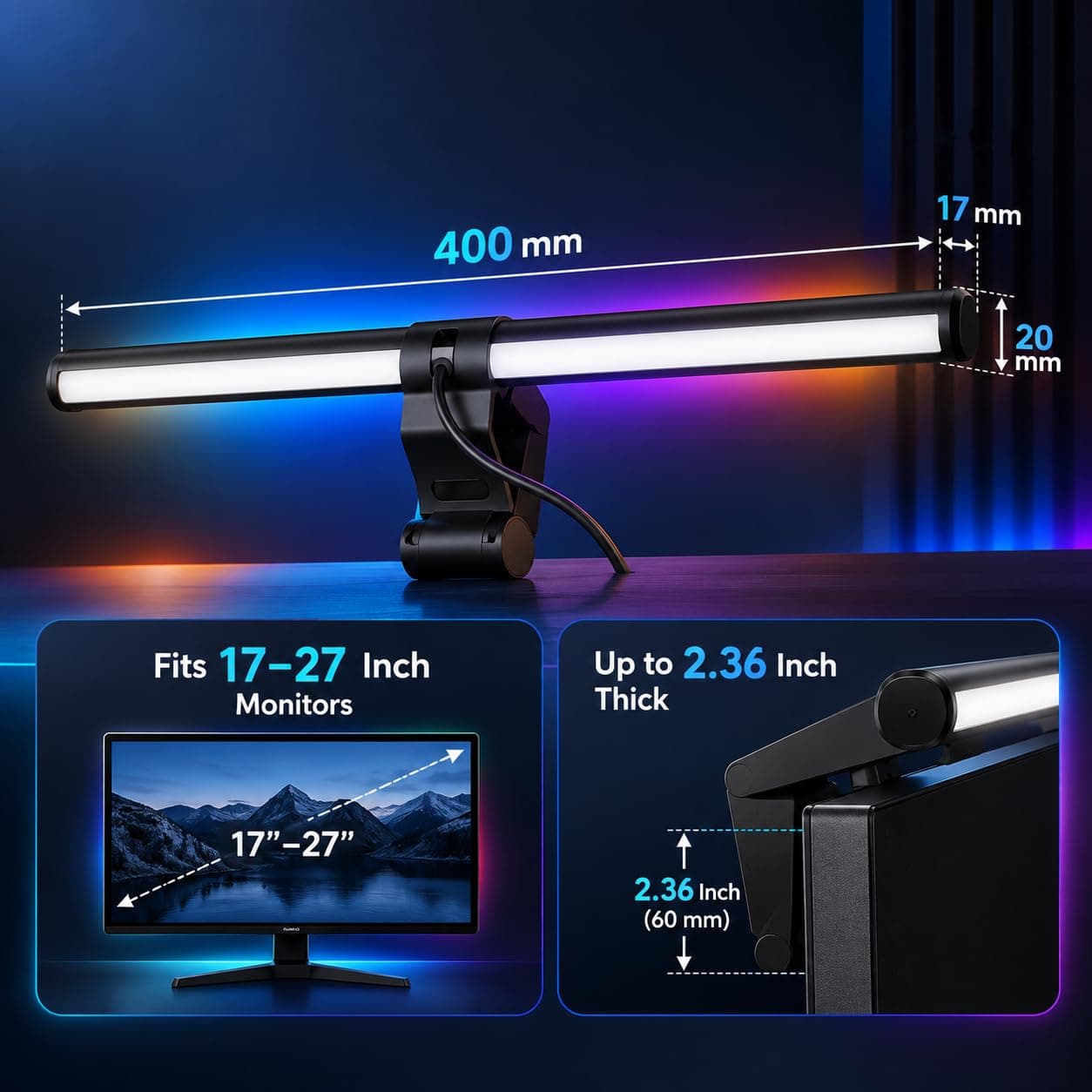 One94Store Monitor Light Bar — Touch Control, RGB Backlight, Anti-Glare USB Desk Light