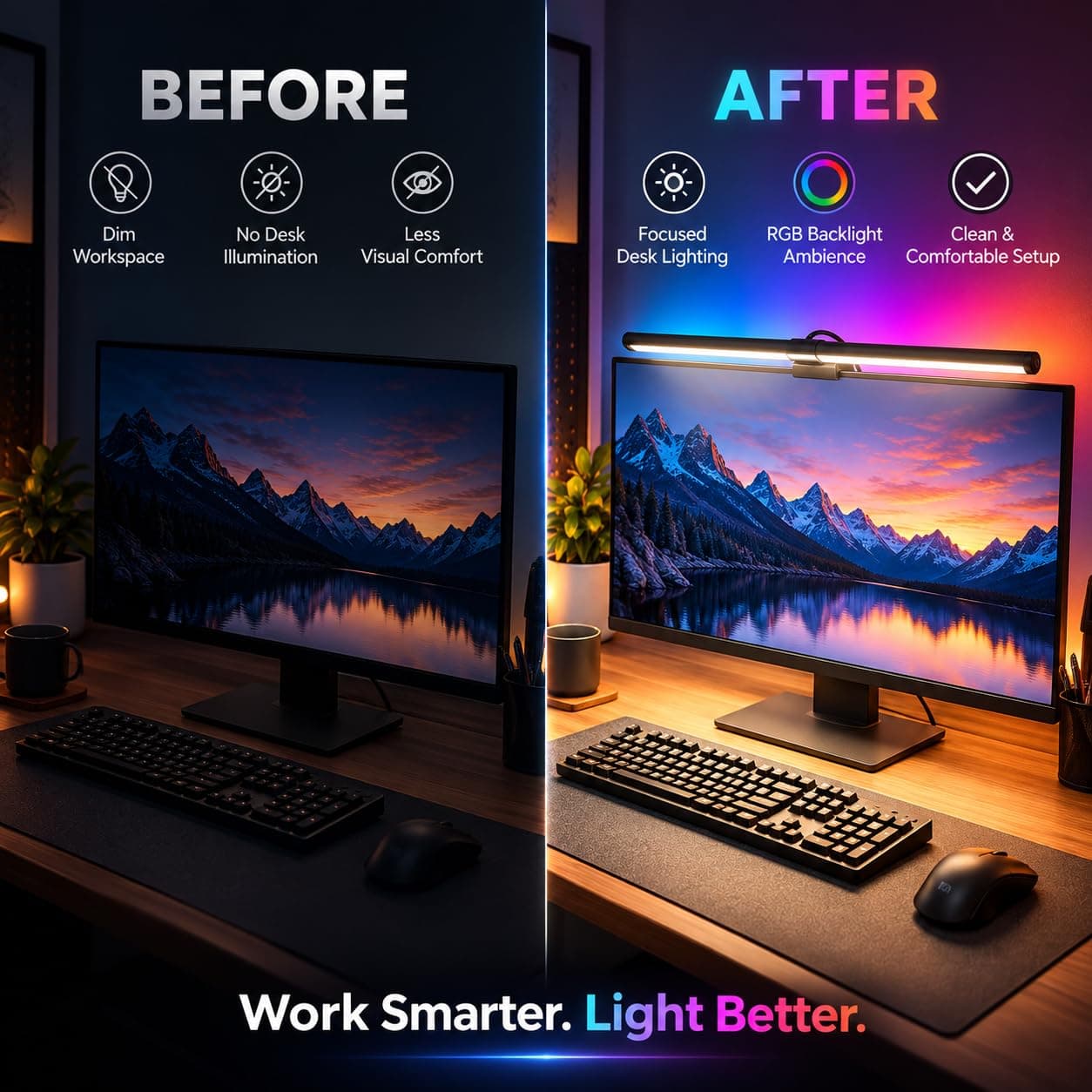 One94Store Monitor Light Bar — Touch Control, RGB Backlight, Anti-Glare USB Desk Light