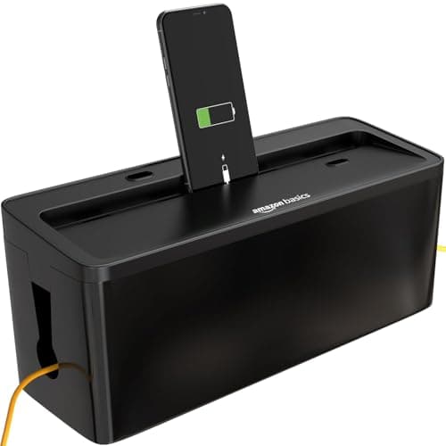 Amazon Basics Cable Management Box with Phone Stand — Cord Organizer