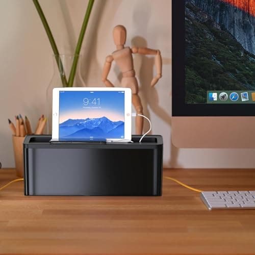 Amazon Basics Cable Management Box with Phone Stand — Cord Organizer