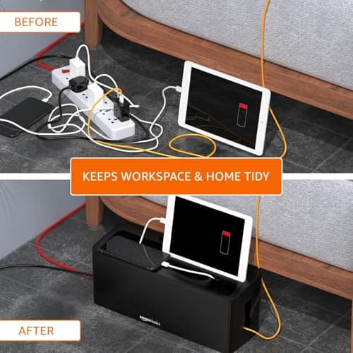 Amazon Basics Cable Management Box with Phone Stand — Cord Organizer