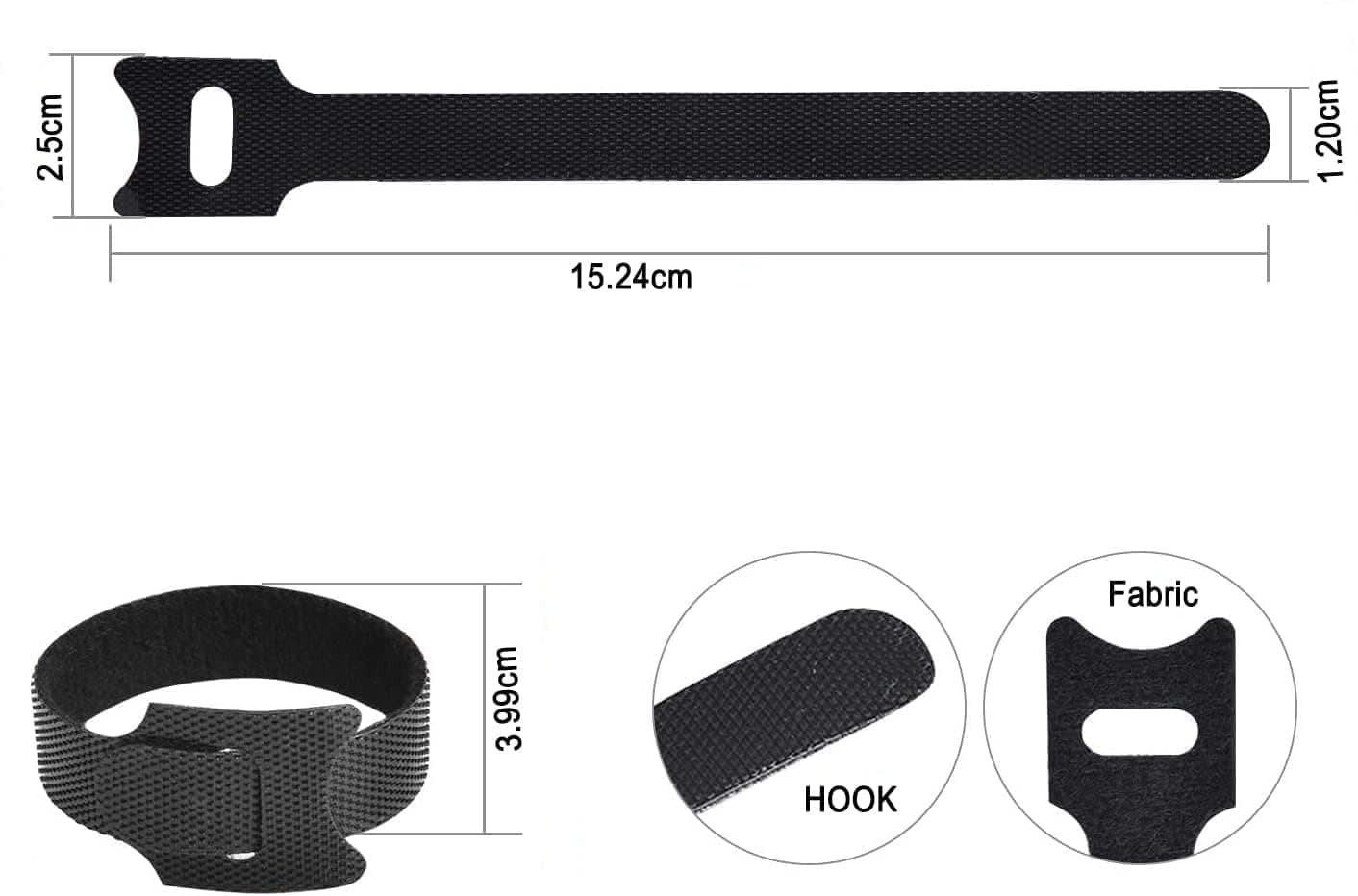 DHRUNA Reusable Hook & Loop Cable Ties - 100 Pcs — Cable Organizer