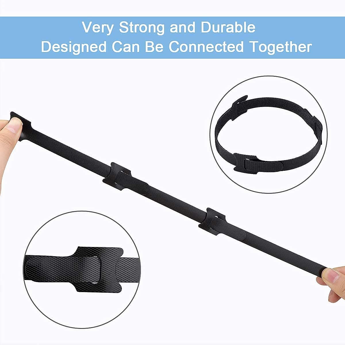 Hian Reusable Cable Ties 6 Inch - Black — Hook & Loop Cord Straps