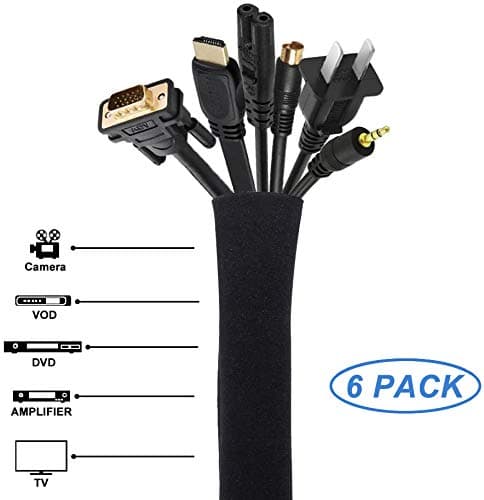 JOTO Flexible Neoprene Cable Sleeve with Zipper — Cord Wire Hider 1m