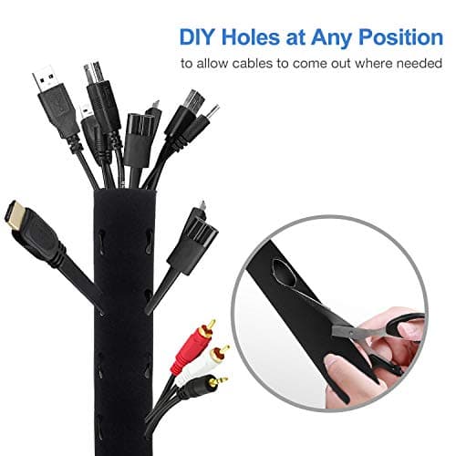 JOTO Flexible Neoprene Cable Sleeve with Zipper — Cord Wire Hider 1m