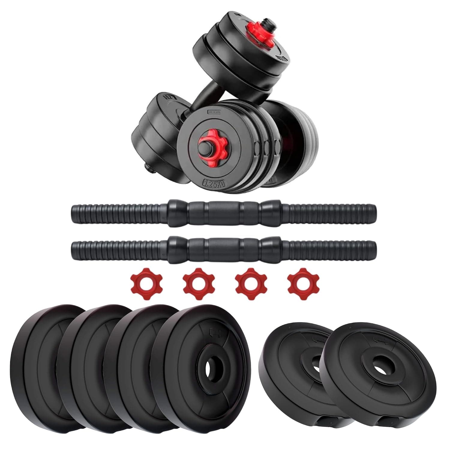 SPIXT Adjustable Dumbbells 16KG Set — PVC Weight Plates with Dumbbell Rods for Home Gym