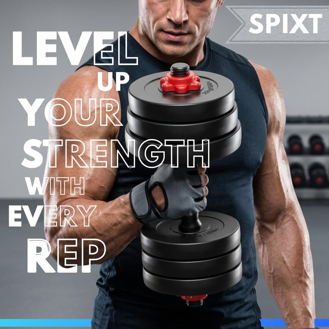 SPIXT Adjustable Dumbbells 16KG Set — PVC Weight Plates with Dumbbell Rods for Home Gym