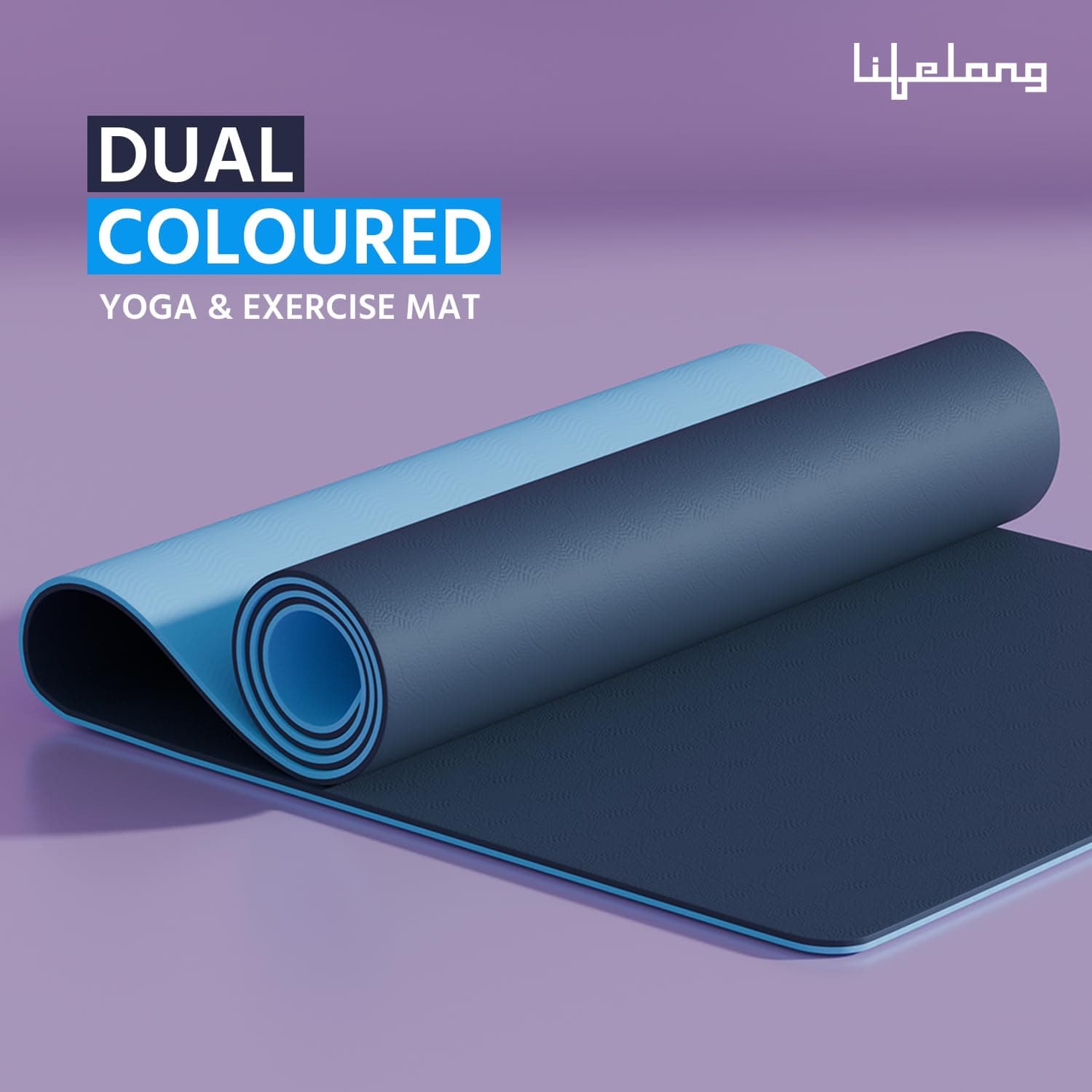 Lifelong 6mm Dual Color TPE Yoga Mat — Anti-Slip for Home Gym, Men & Women