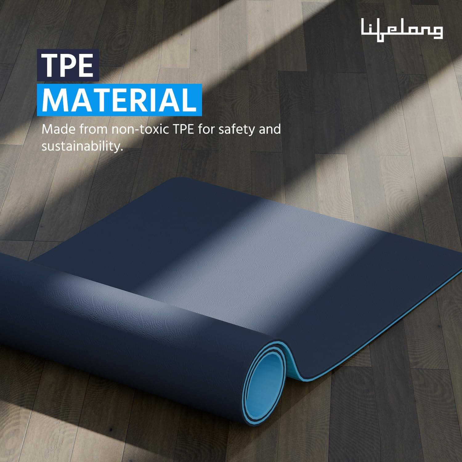 Lifelong 6mm Dual Color TPE Yoga Mat — Anti-Slip for Home Gym, Men & Women
