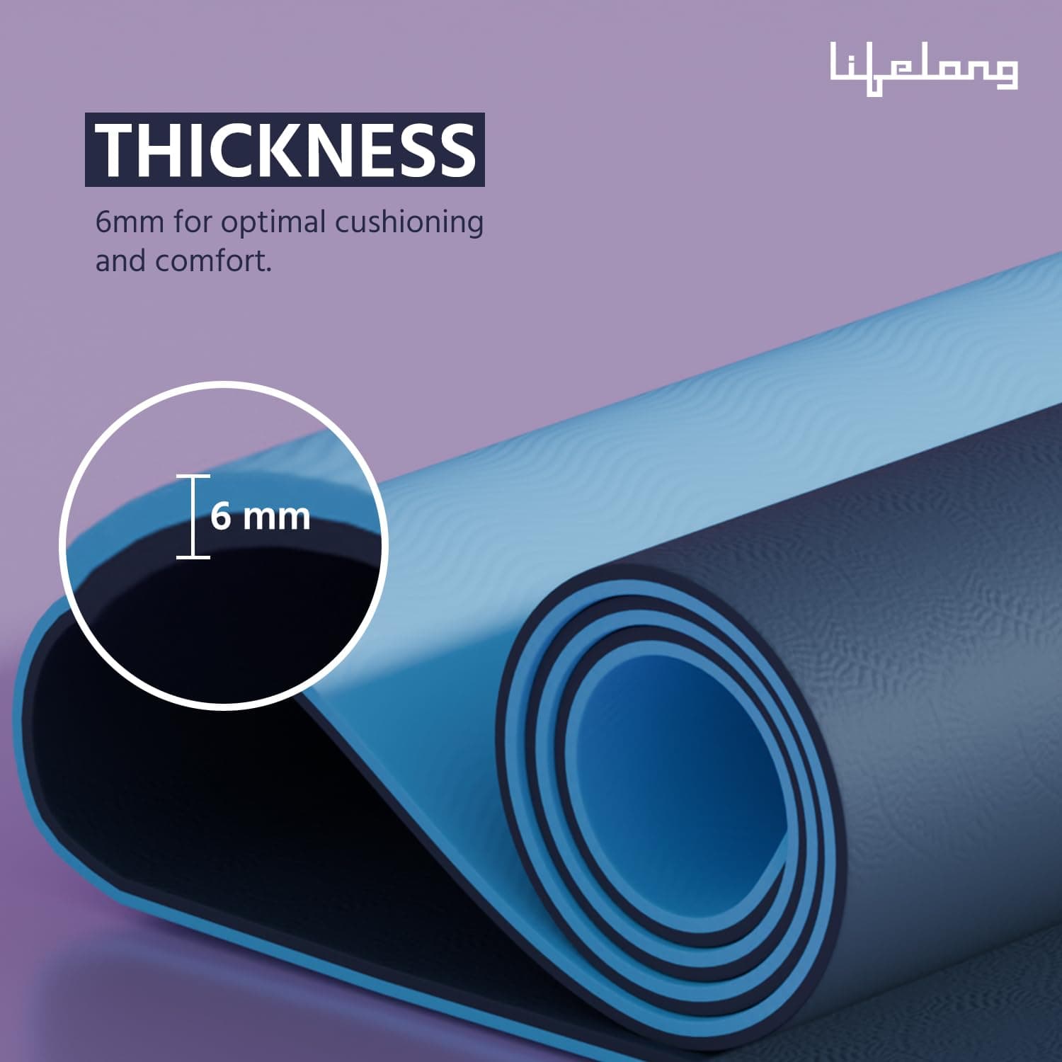 Lifelong 6mm Dual Color TPE Yoga Mat — Anti-Slip for Home Gym, Men & Women