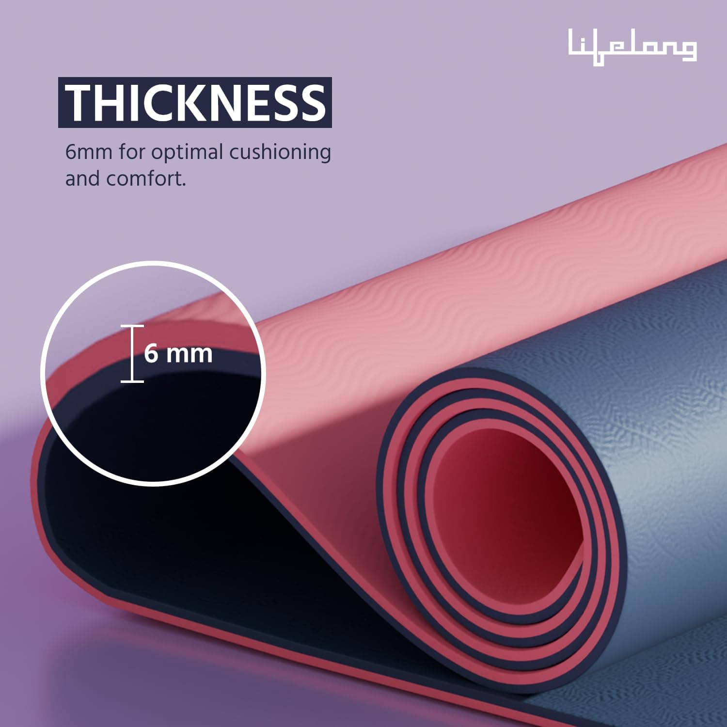 Lifelong Dual Color TPE 6mm Yoga Mat for Women & Men — Home Gym Exercise Mat
