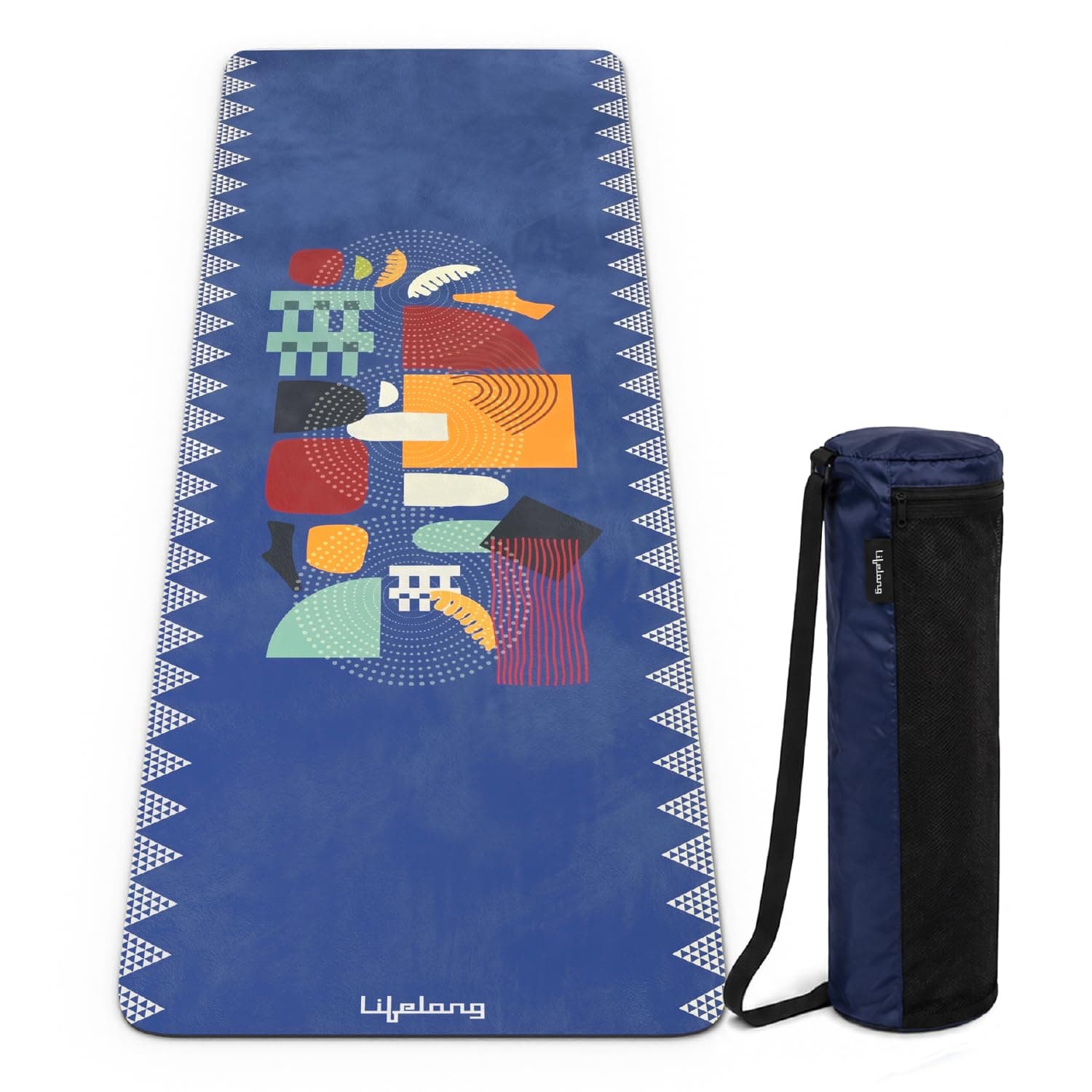 Lifelong Suede & Natural Rubber Yoga Mat 4mm — Non-Slip, Blue