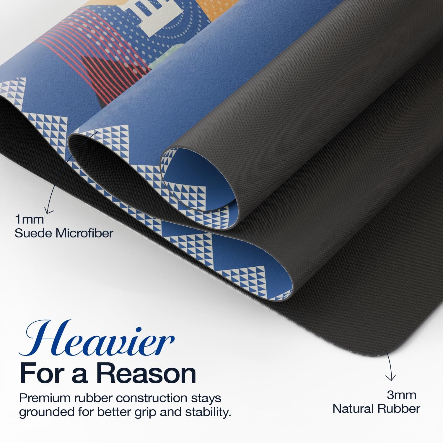 Lifelong Suede & Natural Rubber Yoga Mat 4mm — Non-Slip, Blue