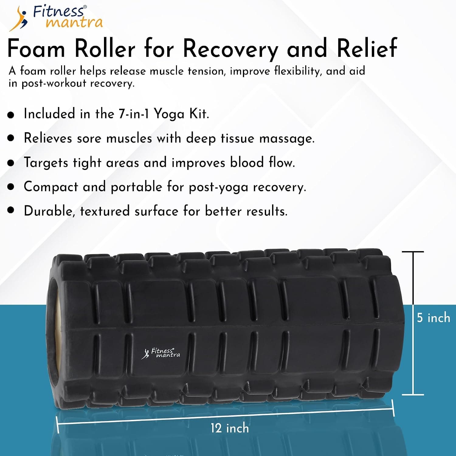 Fitness Mantrar 7 Props Yoga Kit — Mat, Wheel, Roller, Belt, Bricks, Knee & Elbow Pads