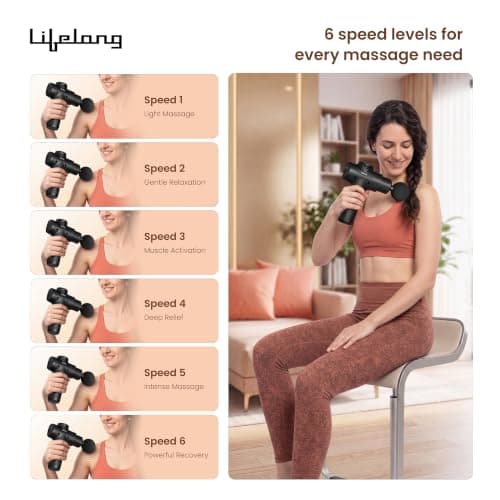 Lifelong LLGM109 Percussion Massage Gun — Cordless Muscle Massager