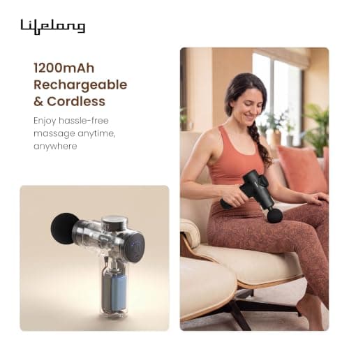 Lifelong LLGM109 Percussion Massage Gun — Cordless Muscle Massager