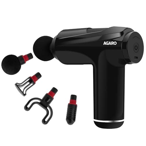 AGARO Primo Gun Massager — 4 Heads, 6 Speed, Rechargeable Deep Tissue Massager