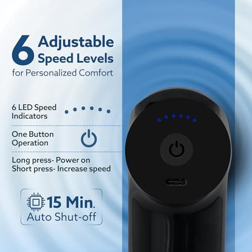 AGARO Primo Gun Massager — 4 Heads, 6 Speed, Rechargeable Deep Tissue Massager