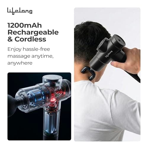 Lifelong Big Massage Gun — Percussion Full Body Massager, Type-C Rechargeable