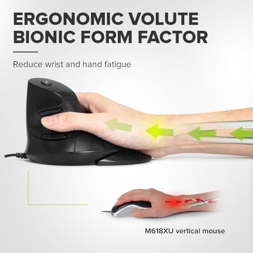 DeLUX Wired Vertical Ergonomic Mouse — 6 Programmable Buttons, 4200DPI, Removable Palm Rest