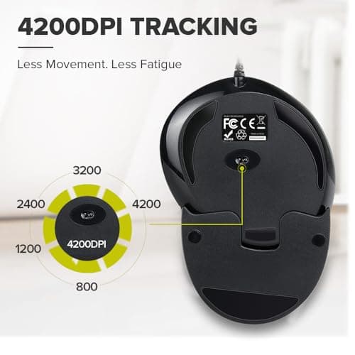DeLUX Wired Vertical Ergonomic Mouse — 6 Programmable Buttons, 4200DPI, Removable Palm Rest