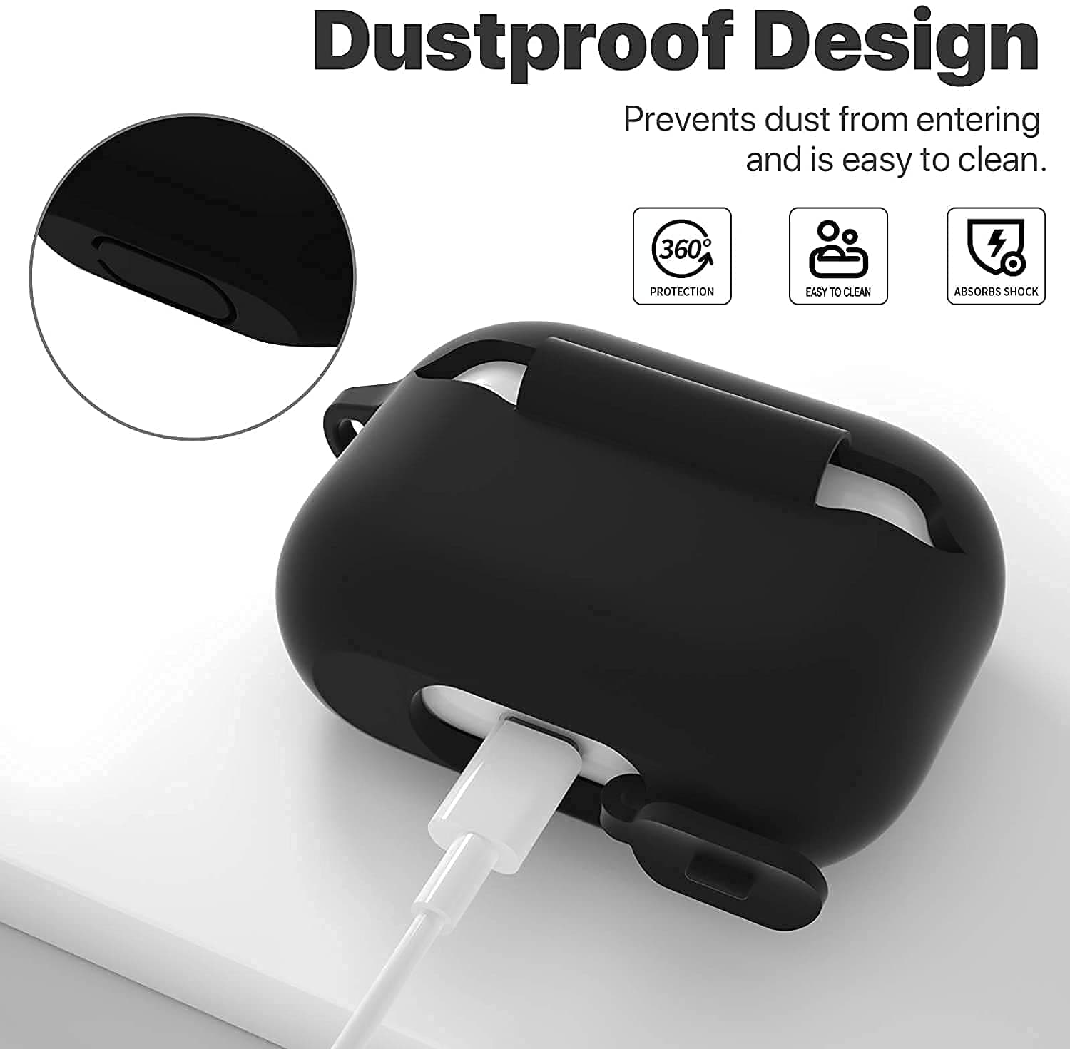 Sounce AirPods Pro Soft Silicone Case Cover with Keychain - Shockproof