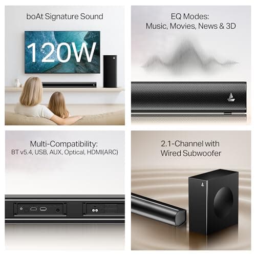 boAt Aavante 2.1 1200 Soundbar with Wired Subwoofer - 120W
