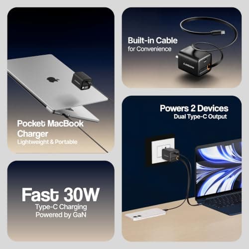 Ambrane 30W GaN Fast Charger with Built-in Type-C Cable
