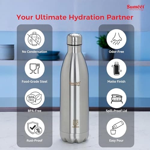 Sumeet Thermo1000 Stainless Steel Insulated Vacuum Water Bottle 1000ml