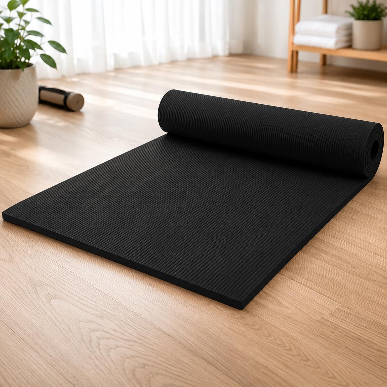 Premium TPE Non-Slip 6mm Exercise and Yoga Mat with Alignment Lines