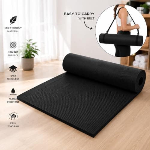 Premium TPE Non-Slip 6mm Exercise and Yoga Mat with Alignment Lines