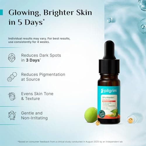 Pilgrim 10% Vitamin C Face Serum with Hyaluronic Acid for Glowing Skin
