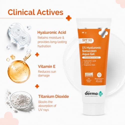 The Derma Co 1% Hyaluronic Sunscreen Aqua Gel SPF 50 PA++++
