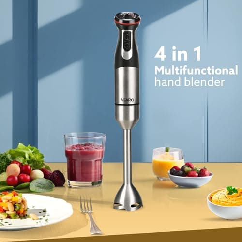 AGARO Grand 1000W Hand Blender with Chopper, Whisk & Beaker Set