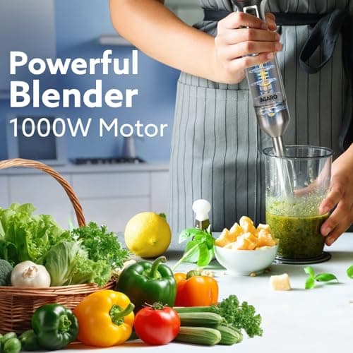 AGARO Grand 1000W Hand Blender with Chopper, Whisk & Beaker Set