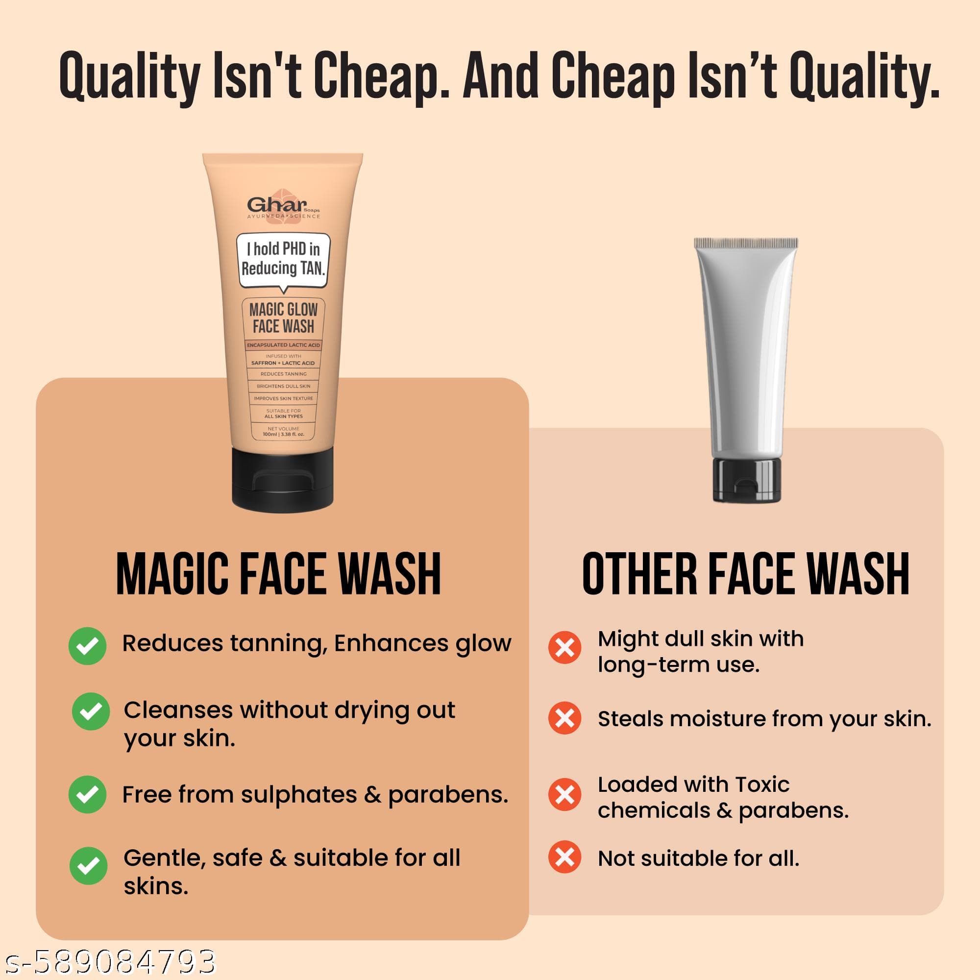 Magic Face Wash | With Sandalwood, Saffron & Glutathione | Tan Removal, Skin Brightening & Radiant Glow | (Pack of 1) (100 g)
