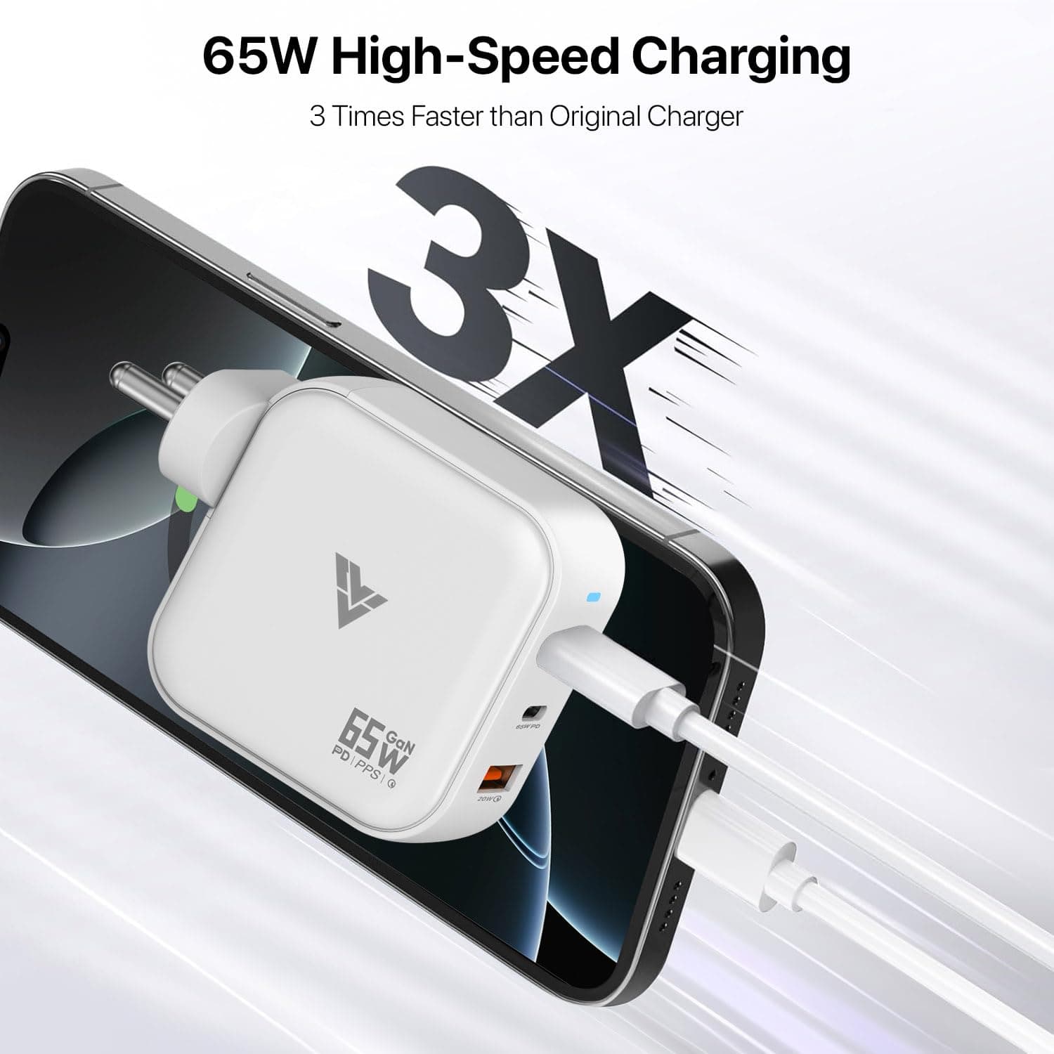 DR VAKU 65W Multi-Port GaN Fast Charger with USB-C PD